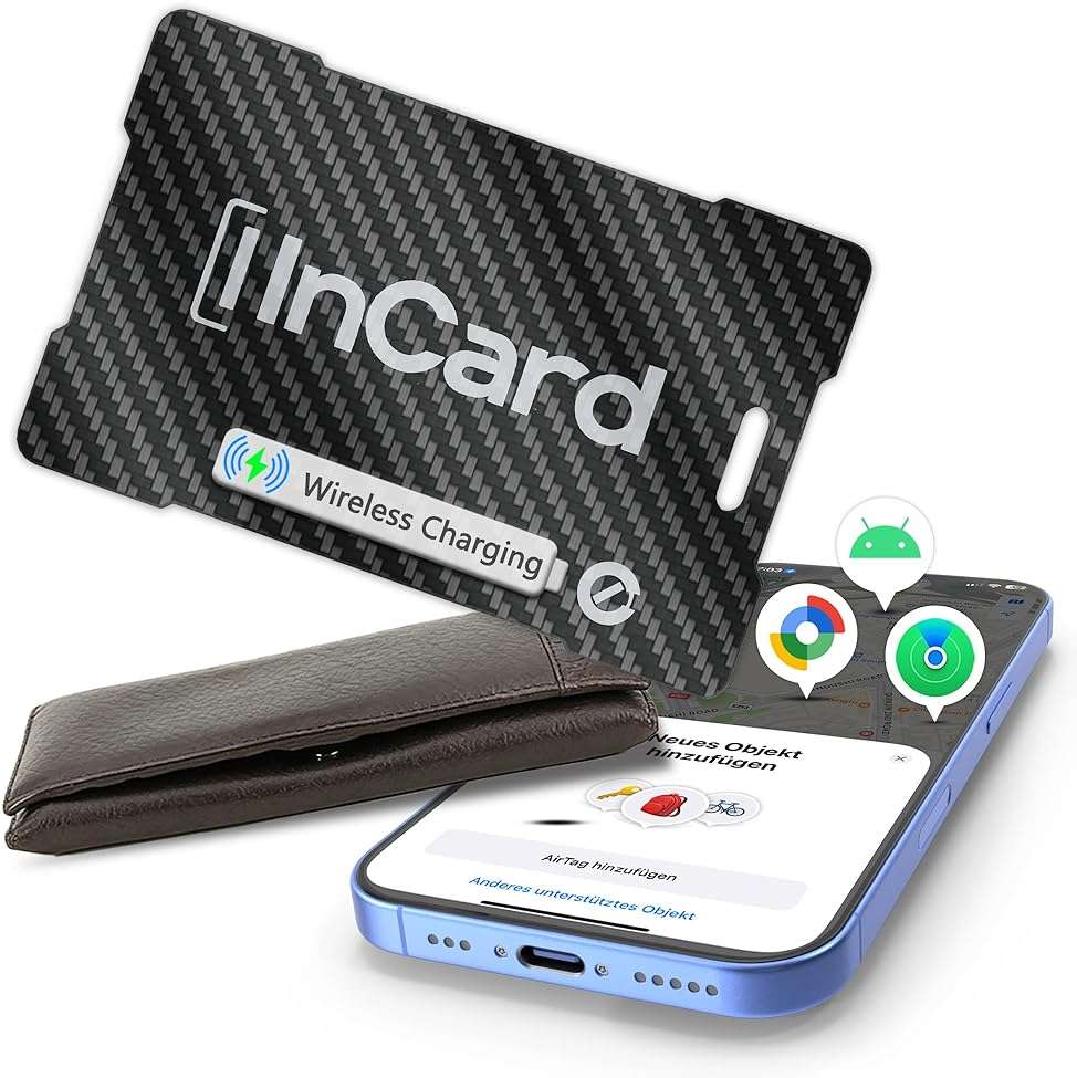 Ultra-Thin Air Tag 0.07in Wallet Tracker (Both iOS and Android) IP68 Bluetooth GPS Tracker for Bags Passport Works with Apple Find My (Apple MFi Certified) & Google Find My Device - Wireless Charging - Image 1