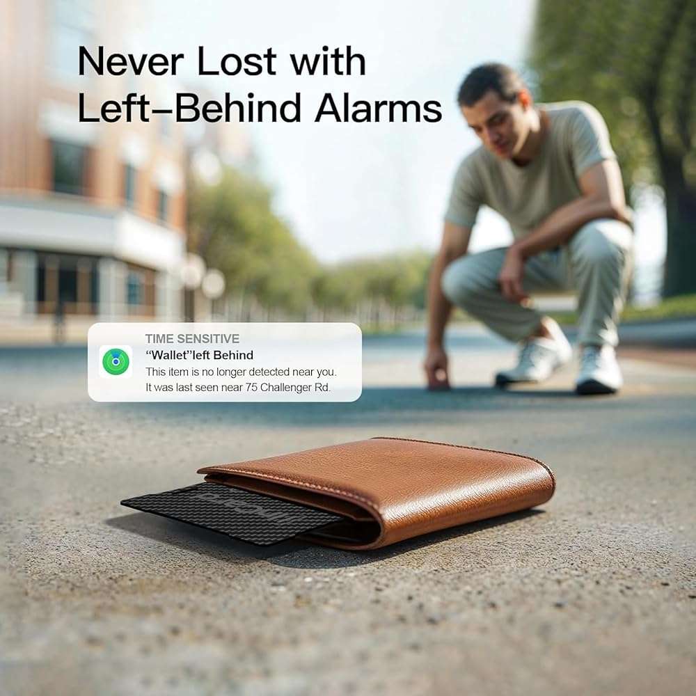 Ultra-Thin Air Tag 0.07in Wallet Tracker (Both iOS and Android) IP68 Bluetooth GPS Tracker for Bags Passport Works with Apple Find My (Apple MFi Certified) & Google Find My Device - Wireless Charging - Image 5