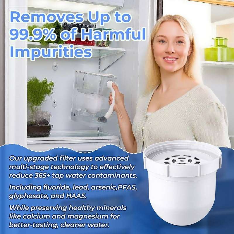 Mysora 1 Pack Upgraded Water Pitcher Replacement Filter Compatible with Clearly Filtered No. 1 Filtered Water Pitcher, 100 Gallon Long Life, Remove Fluoride, Chlorine, Lead & Odors - Image 6
