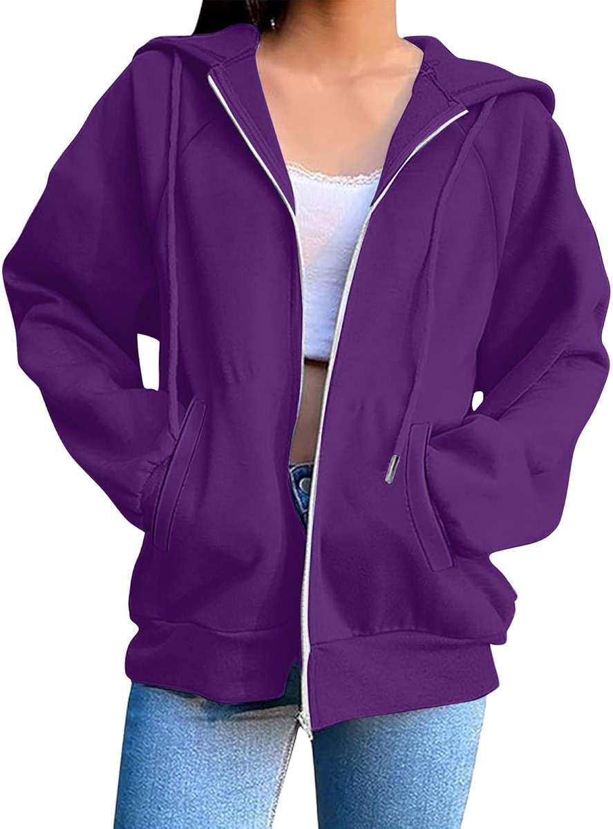 Zip Up Hoodies for Women Fall Hoodie Jacket Full Zip Sweatshirt Winter Coats 2025 Long Sleeve Y2k Jackets - Image 1