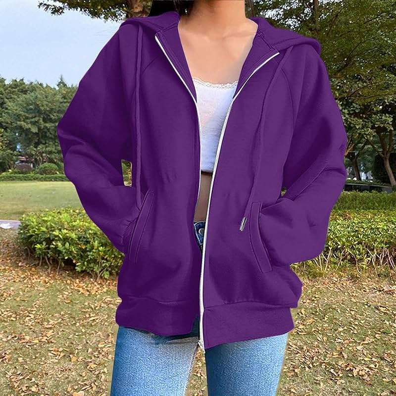 Zip Up Hoodies for Women Fall Hoodie Jacket Full Zip Sweatshirt Winter Coats 2025 Long Sleeve Y2k Jackets - Image 2