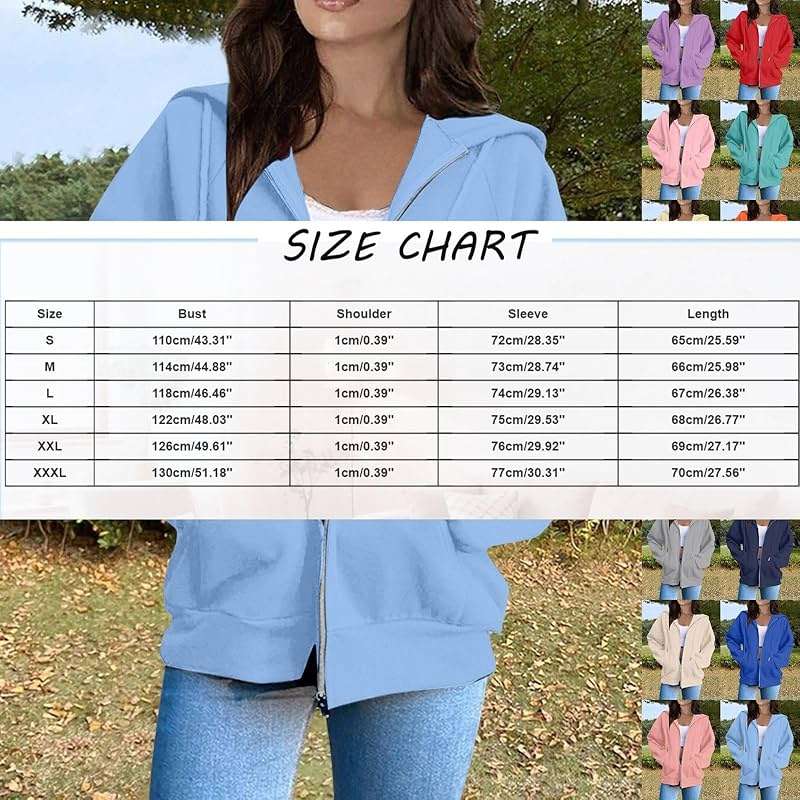 Zip Up Hoodies for Women Fall Hoodie Jacket Full Zip Sweatshirt Winter Coats 2025 Long Sleeve Y2k Jackets - Image 4