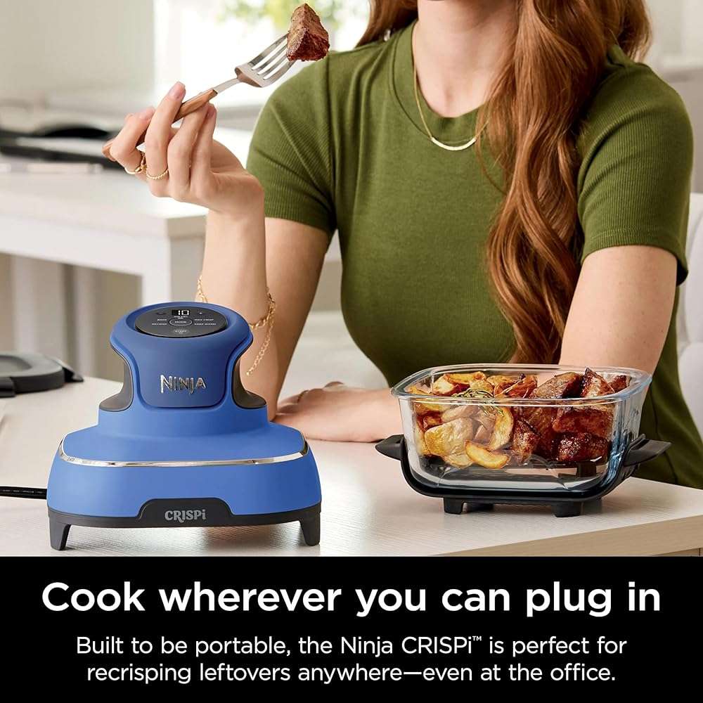 Ninja Crispi 5-in-1 Portable Glass Air Fryer Cooking System, 1500W, 6-Cup, 4-Quart & 2.5-Quart TempWare Containers With Lids, Microwave, Freezer & Dishwasher Safe, Blue, FN103CO (RENEWED) - Image 10