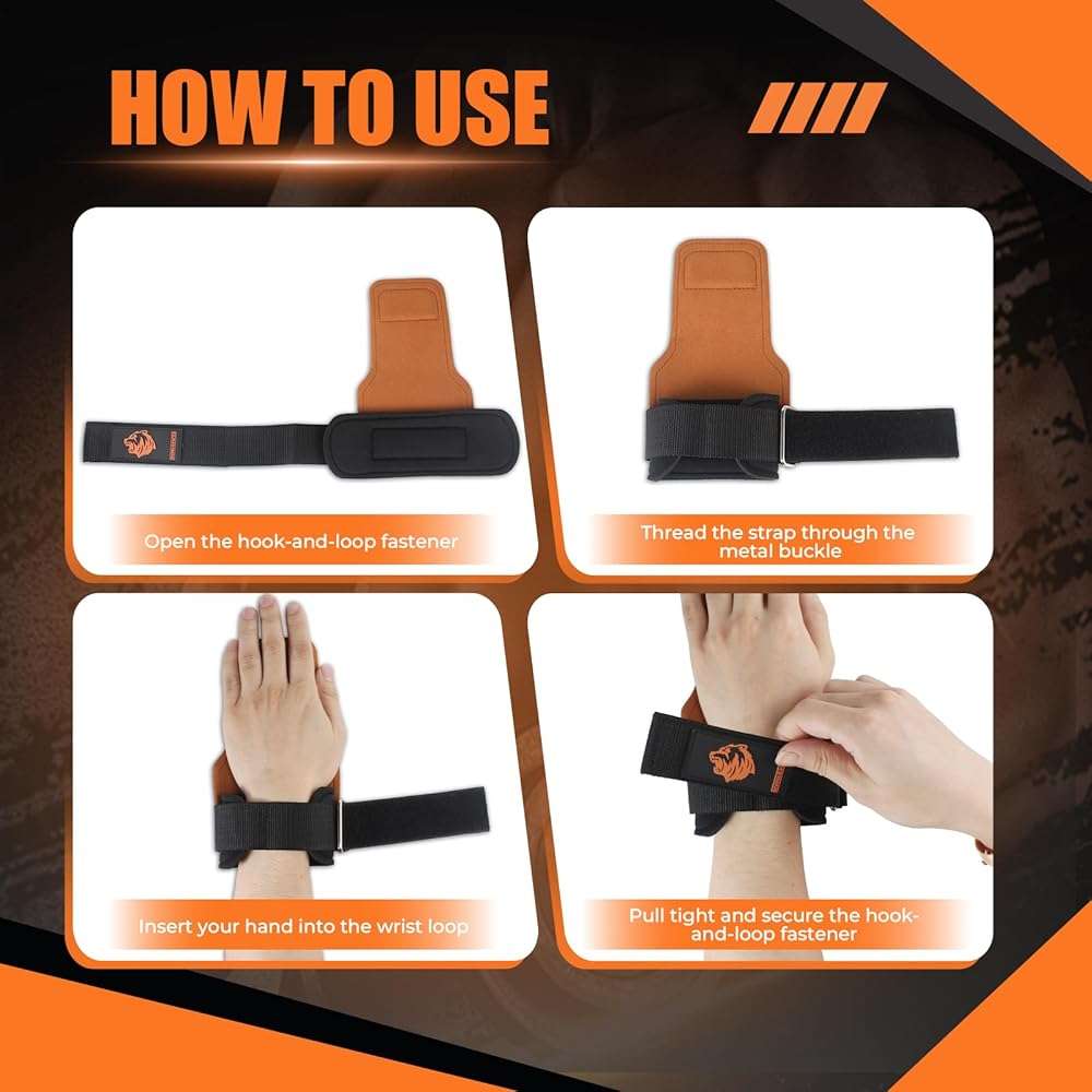 UUJOME Lifting Straps Gym Wrist Straps for Weightlifting, Non-Slip & Adjustable, Perfect for Wrist Weights & Powerlifting (Pair) - Image 4