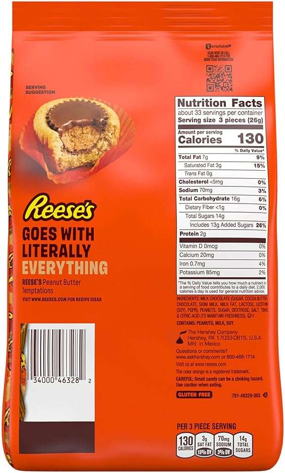 REESE'S Miniatures Milk Chocolate Peanut Butter Cups, Candy Party Pack, 30 oz - Image 2