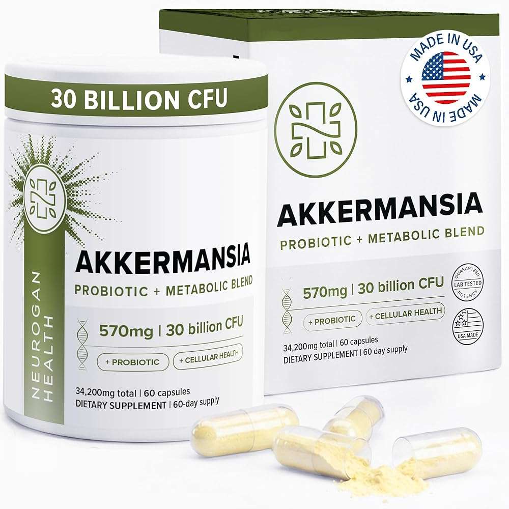 Neurogan Akkermansia Muciniphila Postbiotic - 30 Billion AFU - Probiotics for Digestive Health & Cellular Support - Probiotic Capsules for Women & Men - 2 Month Supply, 60 Count - Image 1