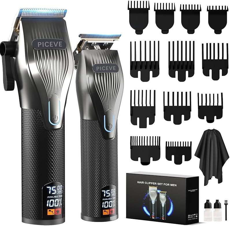 piceve Hair Clipper for Men, Professional Electric Hair Cutting & Trimmers Set with 7500RPM Powerful Motor & LCD Display, Mens Cordless Hair Grooming Kit Barbers Haircut, Gift for Birthday Christmas - Image 1