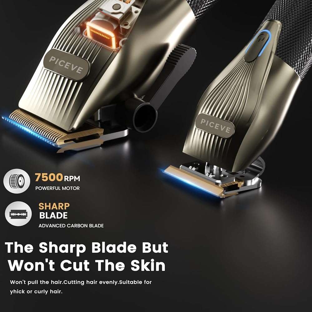 piceve Hair Clipper for Men, Professional Electric Hair Cutting & Trimmers Set with 7500RPM Powerful Motor & LCD Display, Mens Cordless Hair Grooming Kit Barbers Haircut, Gift for Birthday Christmas - Image 2