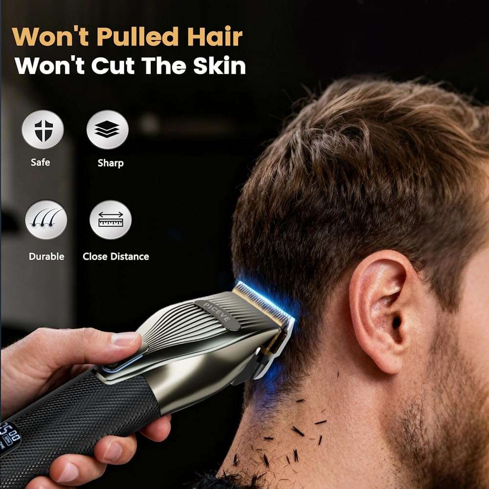 piceve Hair Clipper for Men, Professional Electric Hair Cutting & Trimmers Set with 7500RPM Powerful Motor & LCD Display, Mens Cordless Hair Grooming Kit Barbers Haircut, Gift for Birthday Christmas - Image 3