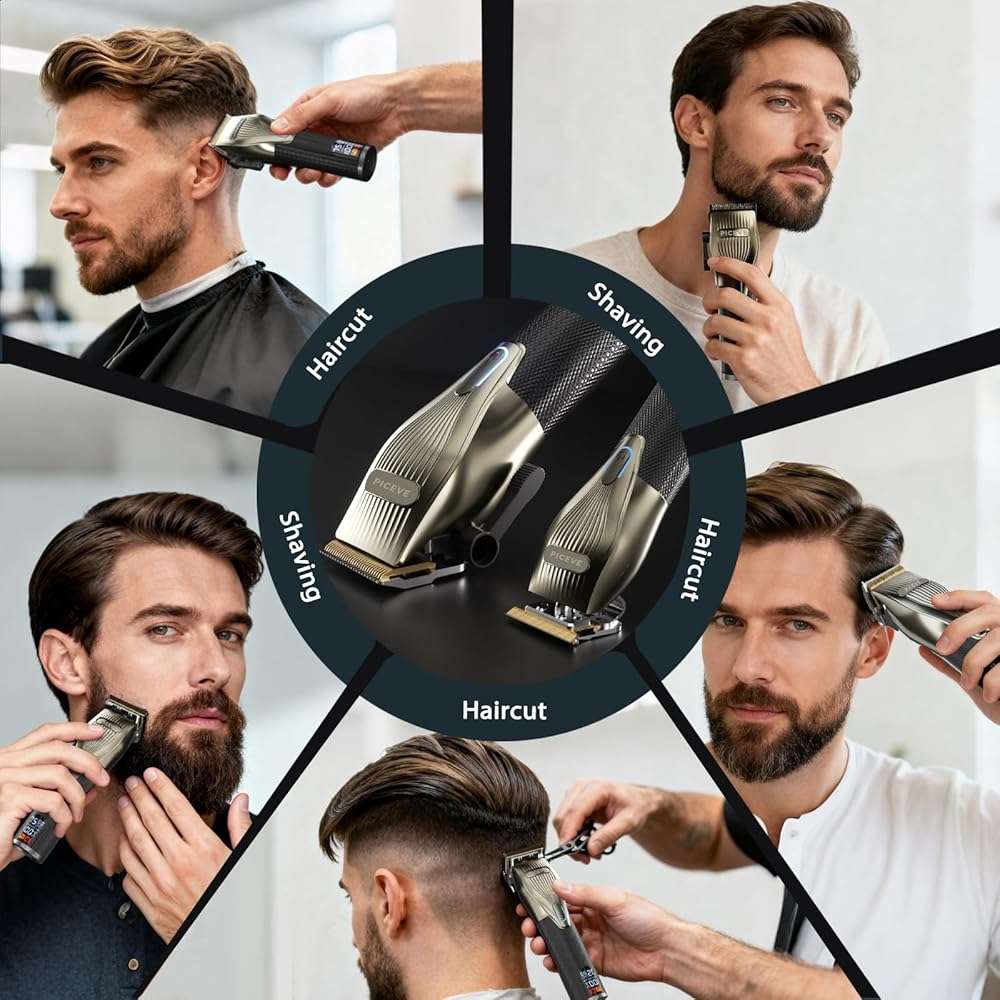 piceve Hair Clipper for Men, Professional Electric Hair Cutting & Trimmers Set with 7500RPM Powerful Motor & LCD Display, Mens Cordless Hair Grooming Kit Barbers Haircut, Gift for Birthday Christmas - Image 8