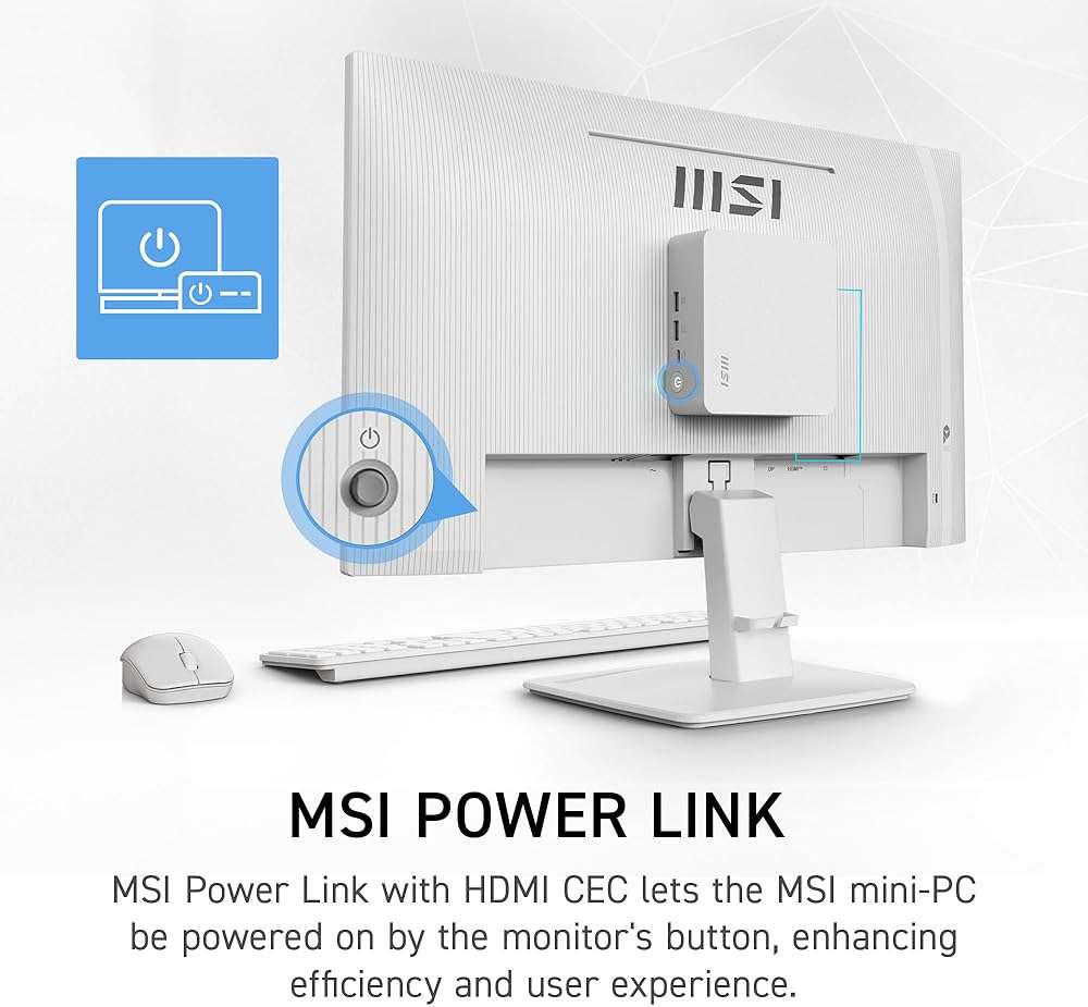 msi PRO MP243W E14 24-inch IPS 1920 x 1080 (FHD) Computer Monitor, 144Hz, Adaptive-Sync, HDR Ready, HDMI, Display Port, VESA Mountable, Tilt, 4-Side Slim Bezel, 1ms, White - Image 7