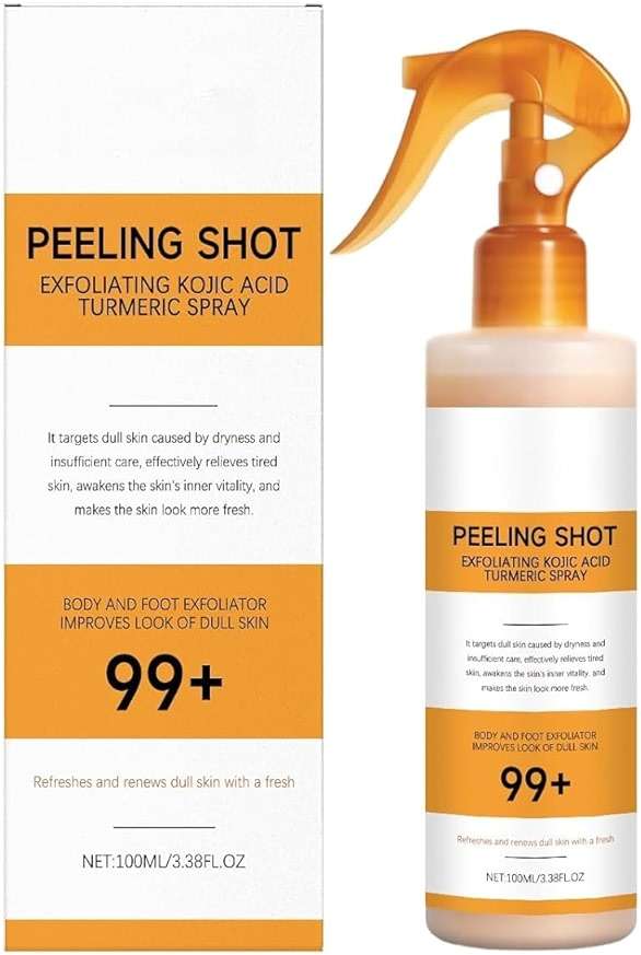 Kojic Acid Turmeric Peel Shot Keratin Care Spray, Exfoliating Peeling Solution, Peel Shot Turmeric Spray, Gentle Body Care for Smooth, At-Home Treatment for Smooth, Bright & Glowing Skin - Image 1