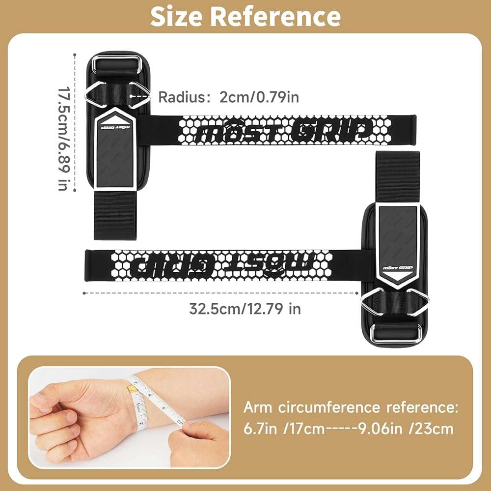 MOST GRIP Drip Glue Non-Slip Wrist Straps for Weightlifting, 2-in-1 Lifting Straps with D Rings for Cable Machine Workout, 10mm Neoprene Padded Wrist Wraps for Weight Lifting Deadlift - Image 2