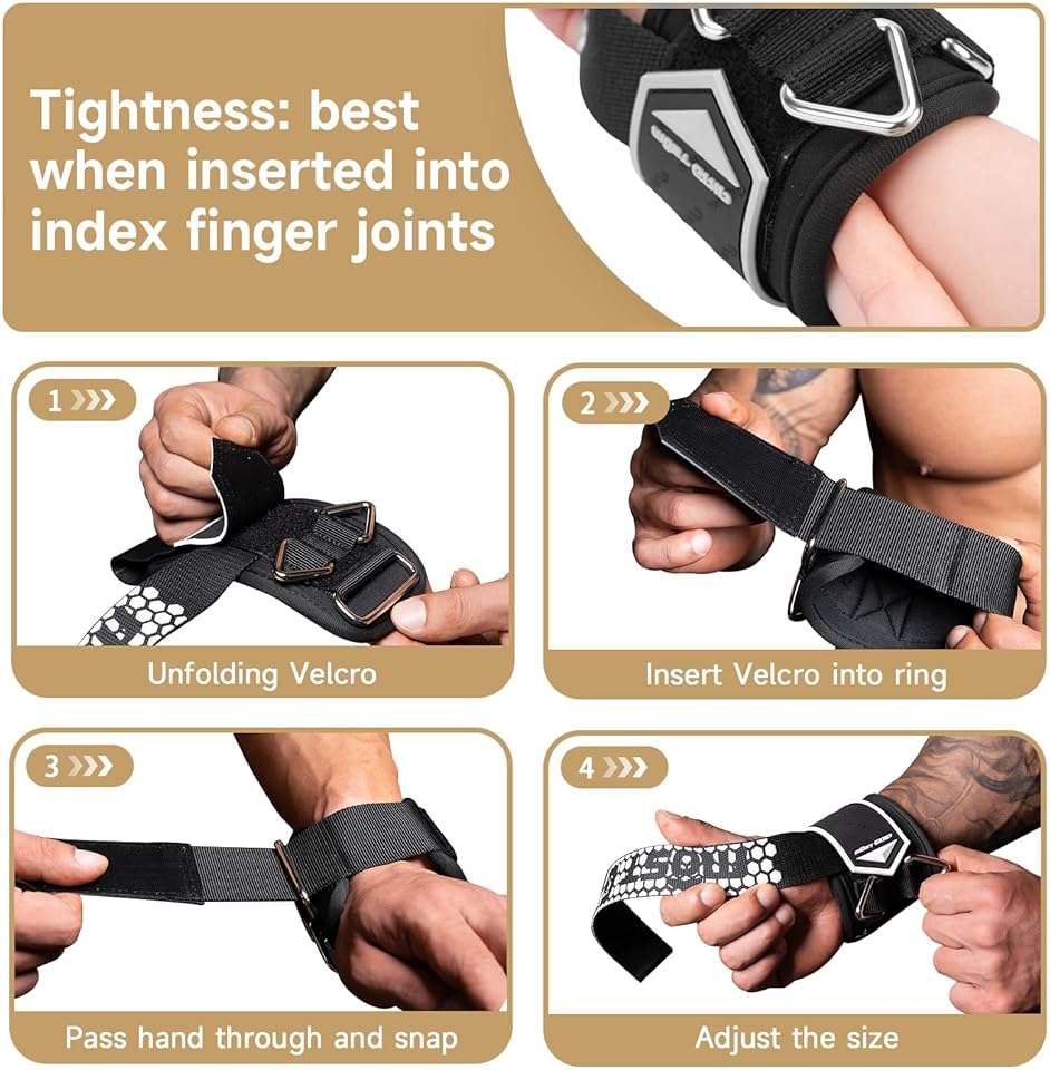 MOST GRIP Drip Glue Non-Slip Wrist Straps for Weightlifting, 2-in-1 Lifting Straps with D Rings for Cable Machine Workout, 10mm Neoprene Padded Wrist Wraps for Weight Lifting Deadlift - Image 7