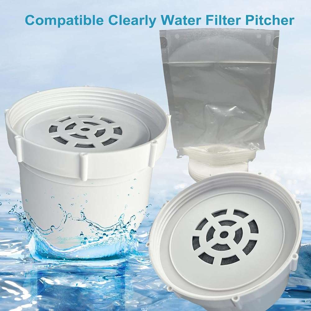 2-pack Water filtered Replacement Filter Compatible with Clearly filtered Water Pitcher 100-gallon service life 2 coconut shell activated carbon filters + 1 pre-rinse bag - Image 5