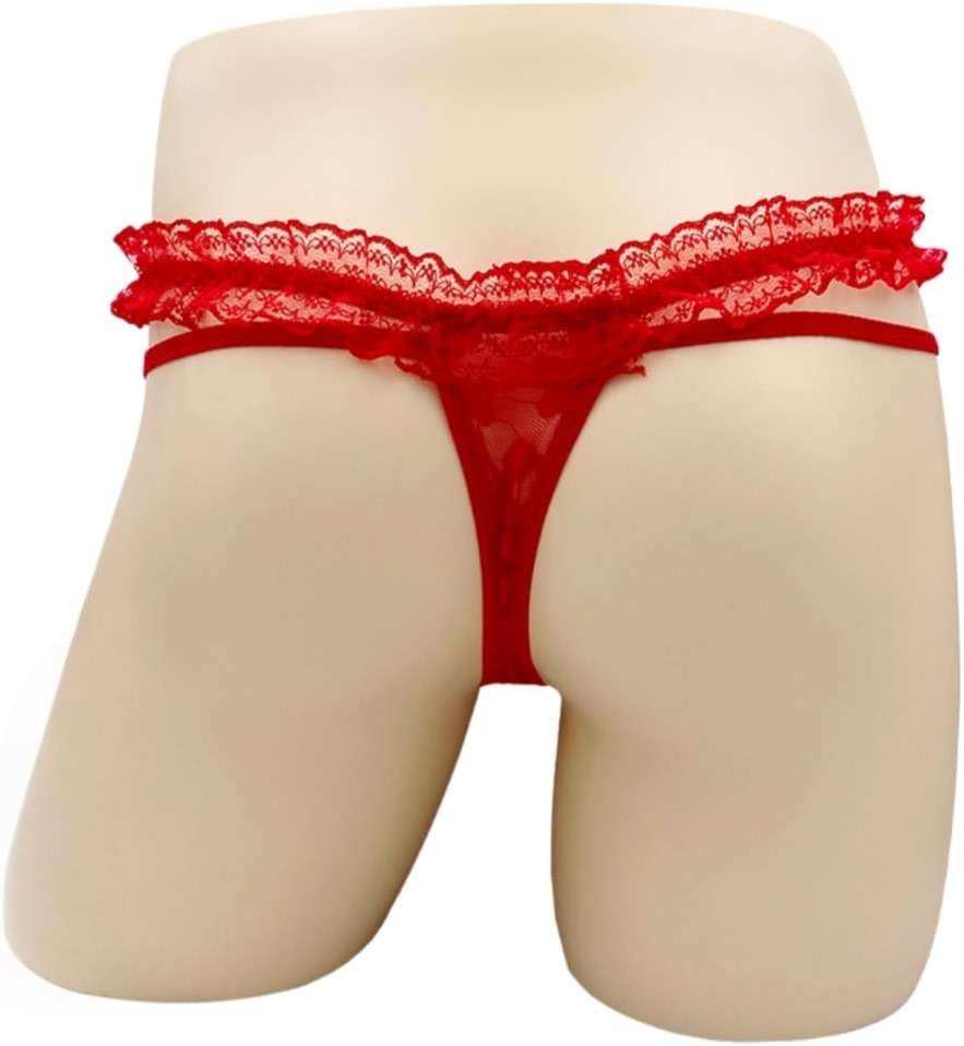 DKEGIFF Mens Lingerie Lace Sissy Panties Femboy For Cross Dressers | Feminine Underwear, Girly Thong, G string Male Outfit, One Size - Image 3
