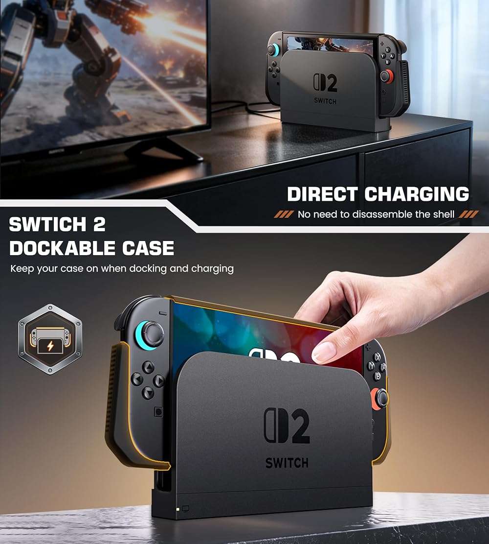 NinABXY Dockable Case for Nintendo Switch 2,[Exclusive Pop-up Joy-Con Quick Release][Military-Grade Protection][Stand Compatible] Switch 2 Protective Case with Ergonomic Grip, Hard Shell for Switch 2 - Image 2