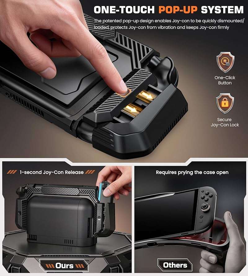 NinABXY Dockable Case for Nintendo Switch 2,[Exclusive Pop-up Joy-Con Quick Release][Military-Grade Protection][Stand Compatible] Switch 2 Protective Case with Ergonomic Grip, Hard Shell for Switch 2 - Image 3