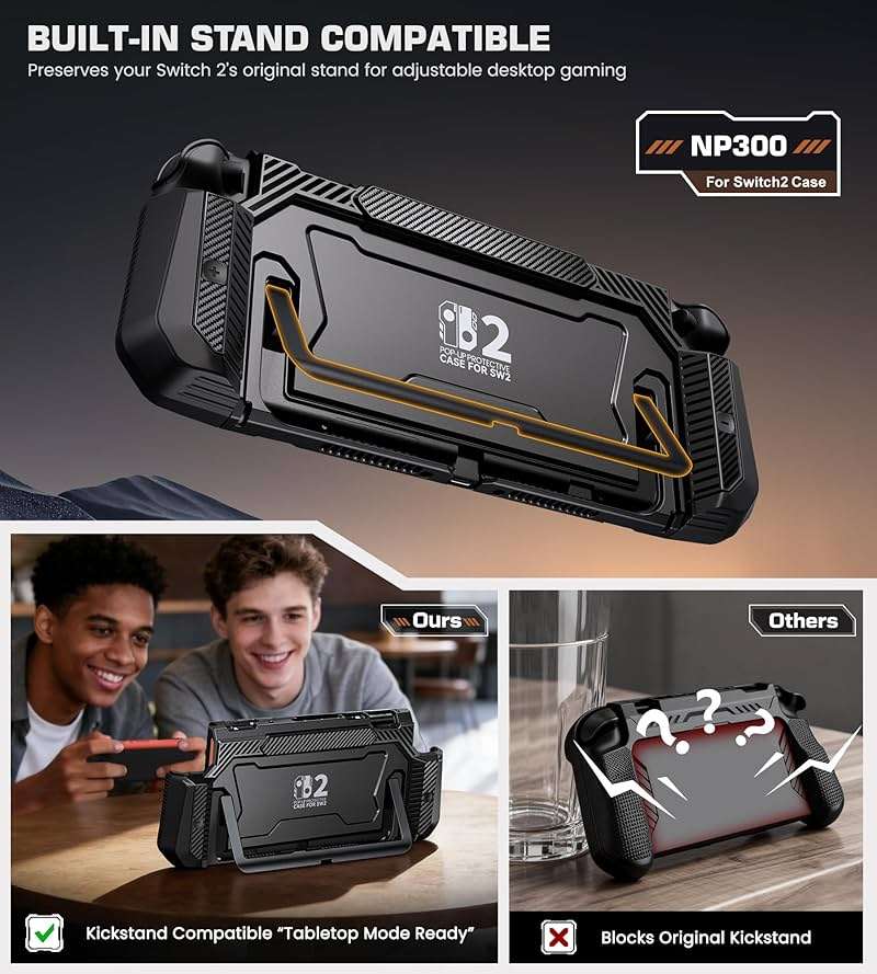 NinABXY Dockable Case for Nintendo Switch 2,[Exclusive Pop-up Joy-Con Quick Release][Military-Grade Protection][Stand Compatible] Switch 2 Protective Case with Ergonomic Grip, Hard Shell for Switch 2 - Image 4