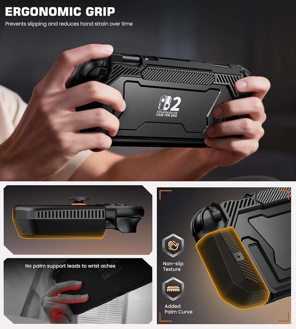 NinABXY Dockable Case for Nintendo Switch 2,[Exclusive Pop-up Joy-Con Quick Release][Military-Grade Protection][Stand Compatible] Switch 2 Protective Case with Ergonomic Grip, Hard Shell for Switch 2 - Image 6