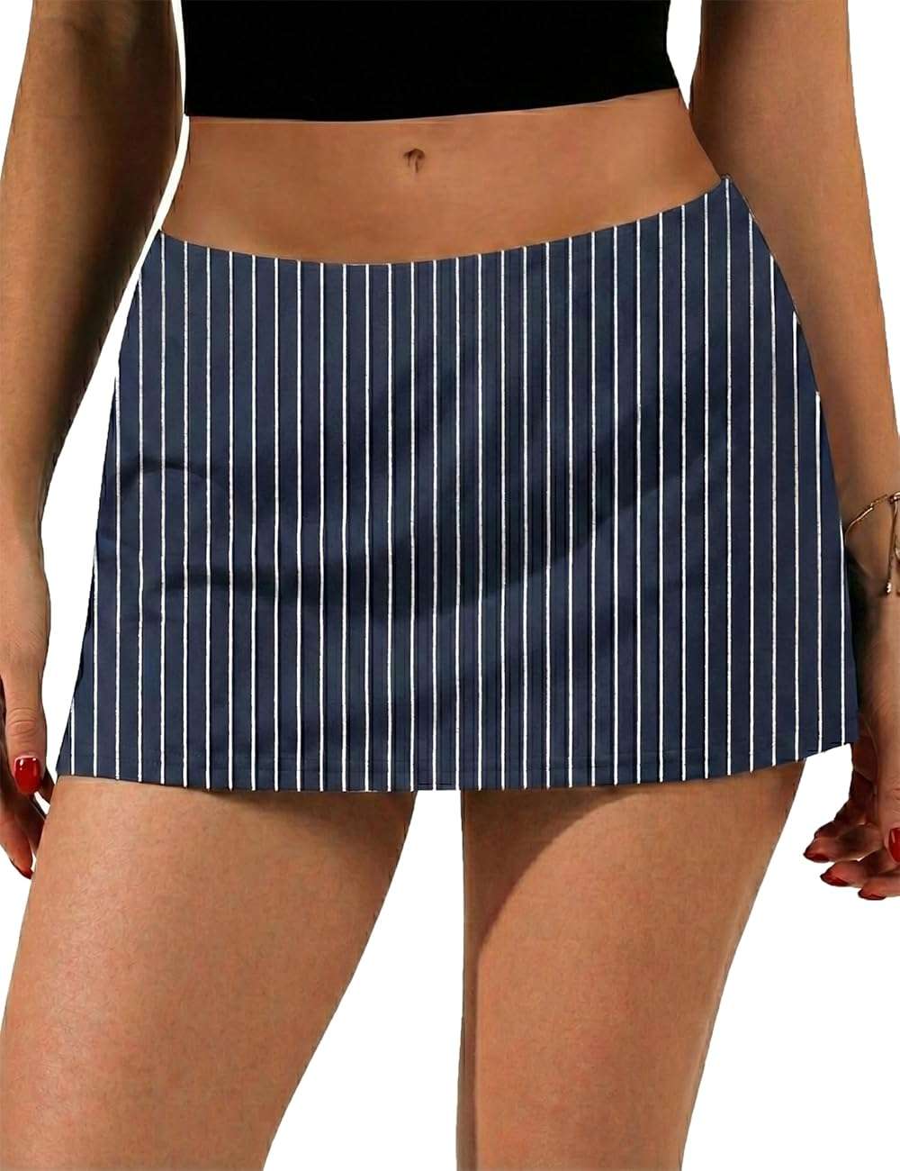 LOMON Women's Low Waist Casual Micro Mini Skirt with Built-in Shorts with Pockets Stretchy Skorts Summer Outfits 2026 - Image 1