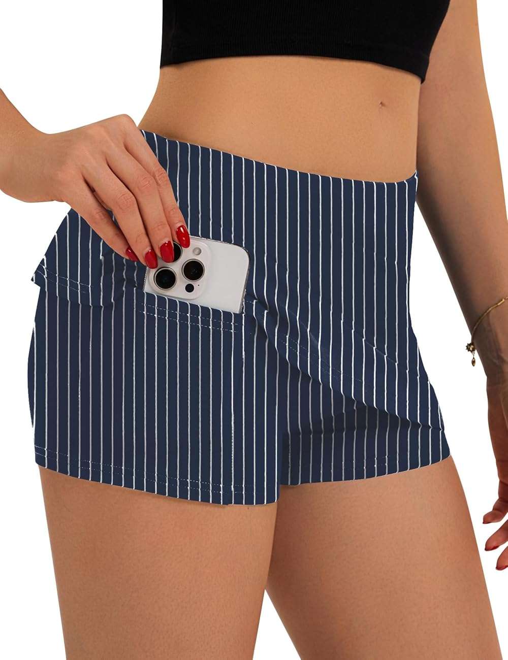 LOMON Women's Low Waist Casual Micro Mini Skirt with Built-in Shorts with Pockets Stretchy Skorts Summer Outfits 2026 - Image 3