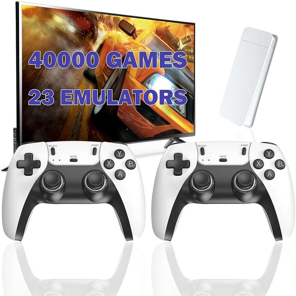 Wireless Retro Game Console Stick with 40000+ Games, Video Game Console 23+ Emulators Classic Games, 4K HDMI Output for TV, Plug & Play Retro Gaming Stick with Dual 2.4G Controllers - Image 1