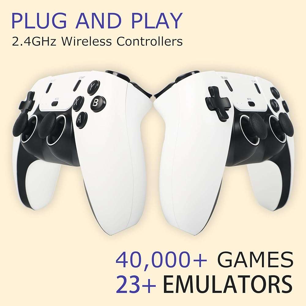 Wireless Retro Game Console Stick with 40000+ Games, Video Game Console 23+ Emulators Classic Games, 4K HDMI Output for TV, Plug & Play Retro Gaming Stick with Dual 2.4G Controllers - Image 2