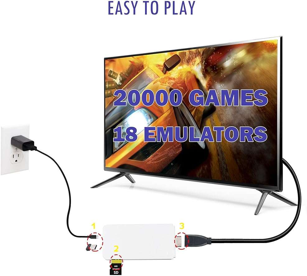 Wireless Retro Game Console Stick with 40000+ Games, Video Game Console 23+ Emulators Classic Games, 4K HDMI Output for TV, Plug & Play Retro Gaming Stick with Dual 2.4G Controllers - Image 6