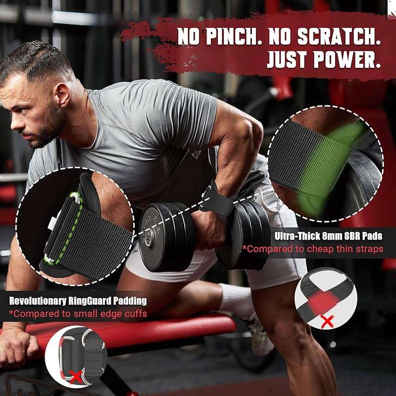 Weight Lifting Straps with Rings, 2 in 1 Wrist Straps for Weightlifting and Cable Machine with Double Triangle Rings and Non-slip Latex Thread, Lifting Cuffs for Home Gym Workout - Image 4