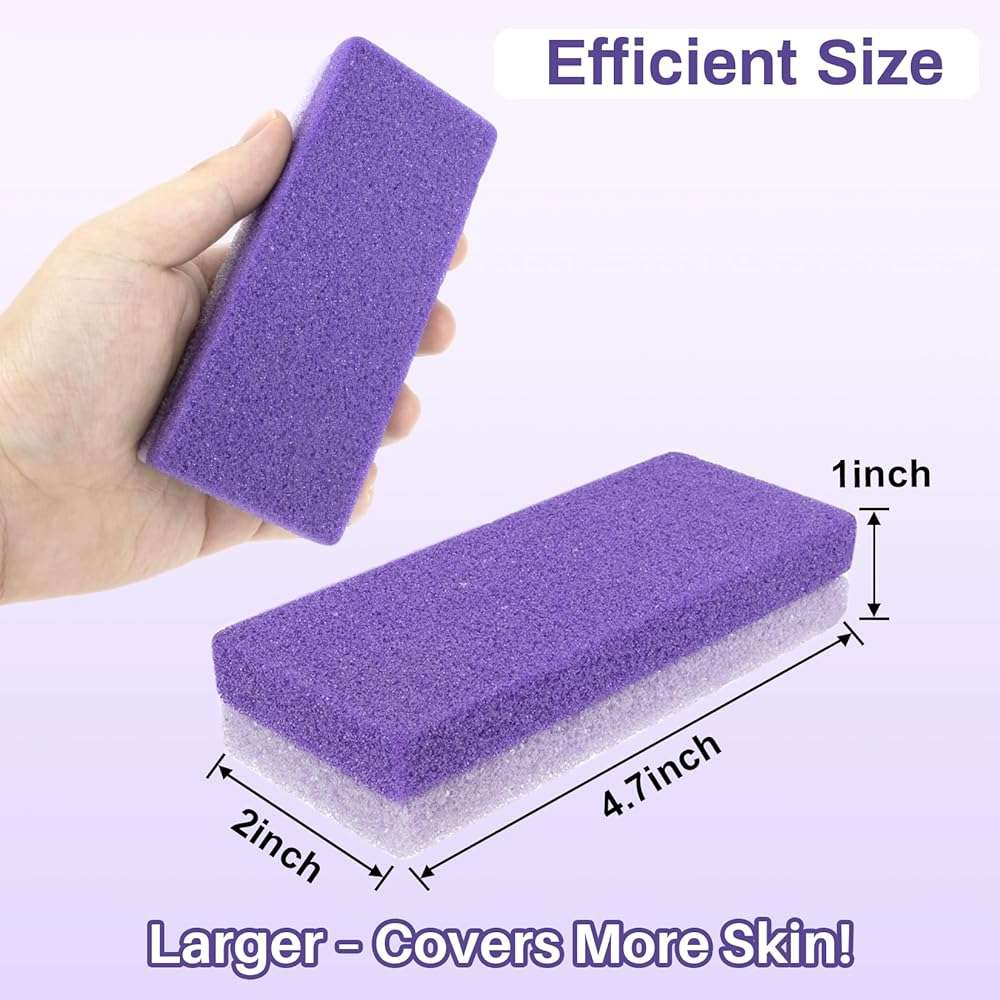 RAQEHO 10 Pumice Stone for Feet - 4.7 x 2 x 1 Inch Double Side Purple Foot Pumice Stone, Foot Filer Pedicura Scrubber for Callus Removal, Foot Care Spa Productos for Dark Elbows Hard Skin Exfoliating - Image 2