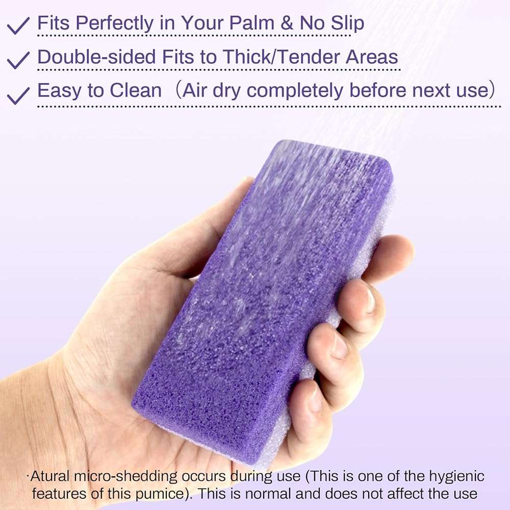 RAQEHO 10 Pumice Stone for Feet - 4.7 x 2 x 1 Inch Double Side Purple Foot Pumice Stone, Foot Filer Pedicura Scrubber for Callus Removal, Foot Care Spa Productos for Dark Elbows Hard Skin Exfoliating - Image 3