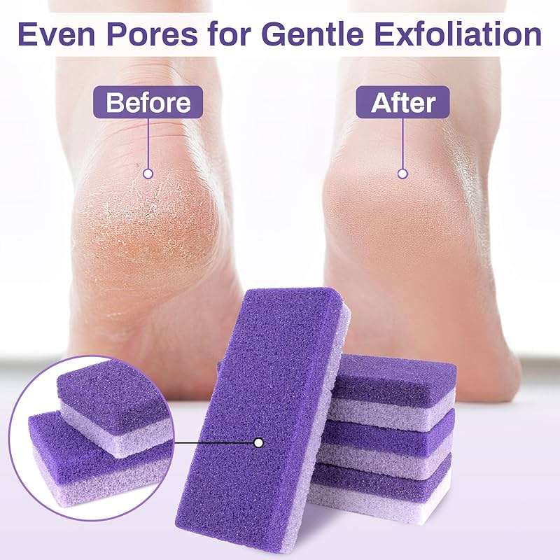 RAQEHO 10 Pumice Stone for Feet - 4.7 x 2 x 1 Inch Double Side Purple Foot Pumice Stone, Foot Filer Pedicura Scrubber for Callus Removal, Foot Care Spa Productos for Dark Elbows Hard Skin Exfoliating - Image 4