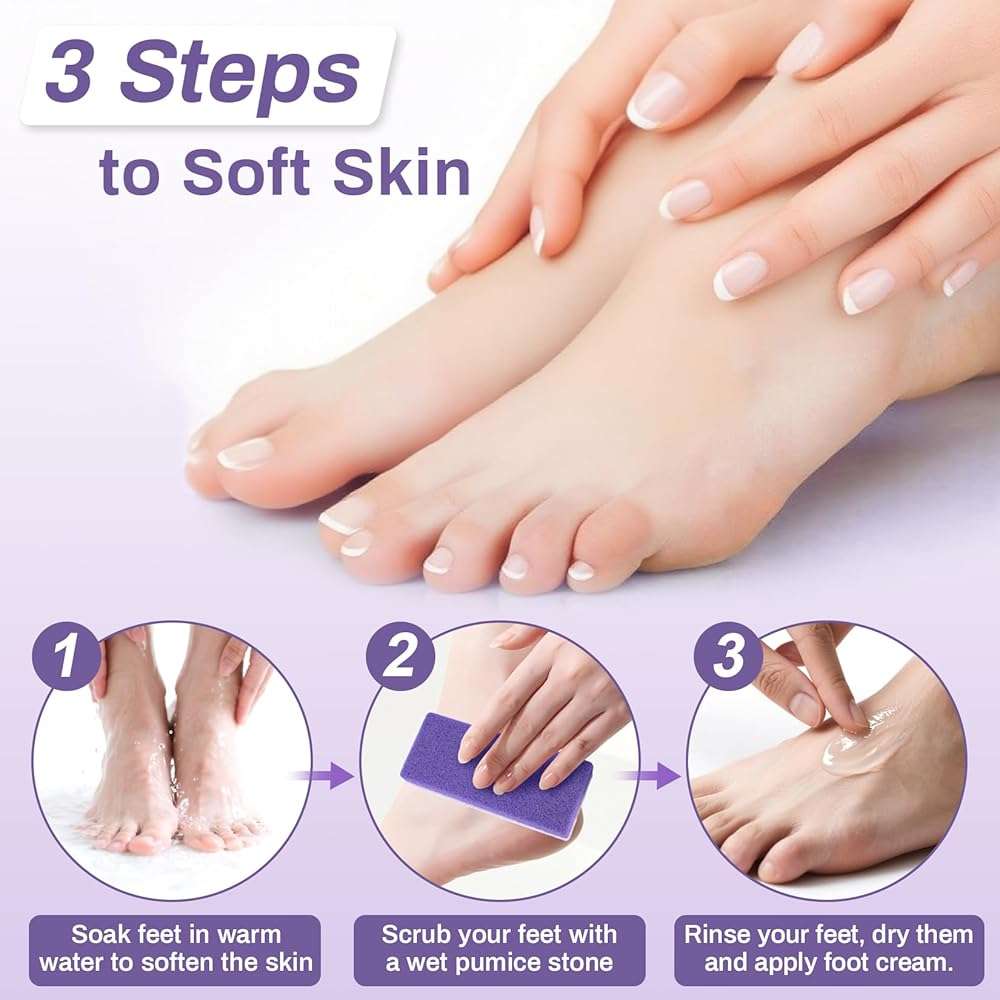 RAQEHO 10 Pumice Stone for Feet - 4.7 x 2 x 1 Inch Double Side Purple Foot Pumice Stone, Foot Filer Pedicura Scrubber for Callus Removal, Foot Care Spa Productos for Dark Elbows Hard Skin Exfoliating - Image 5