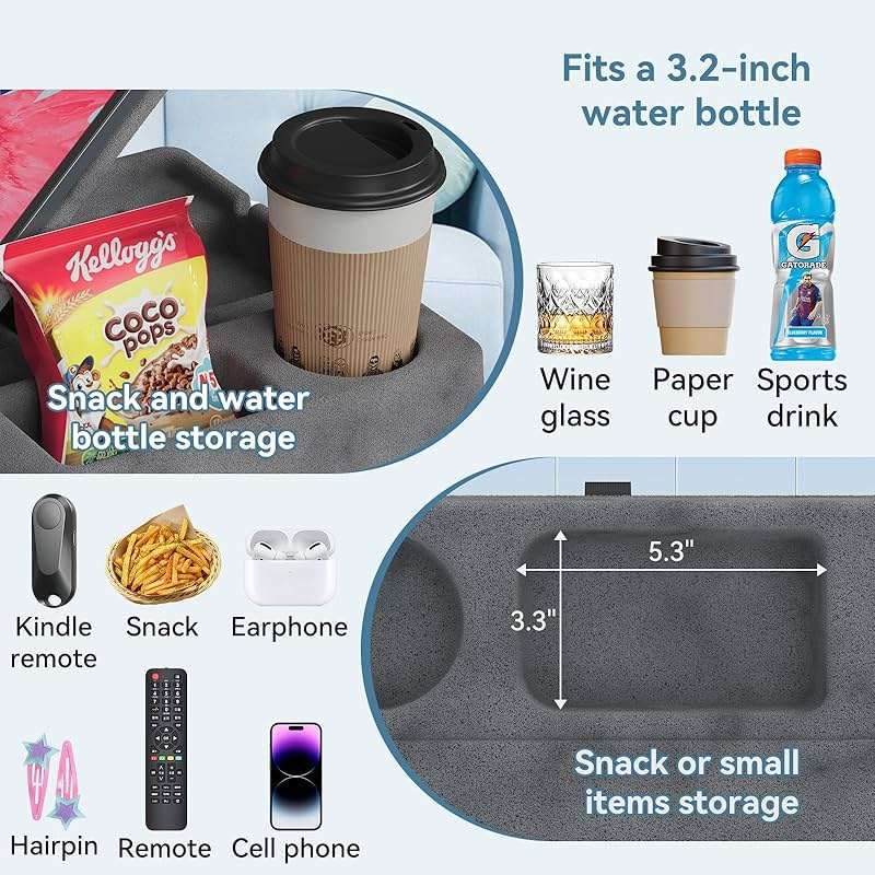 AEWOTING Tablet Pillow Stand for Lap, Bed and Desk, Foldable Soft iPad Holder with Snack Bowl for Kindle,Phone,Tablet,E-Reader,Free Reading and Relaxation on Bed,Couch,Recliner,Gray - Image 4