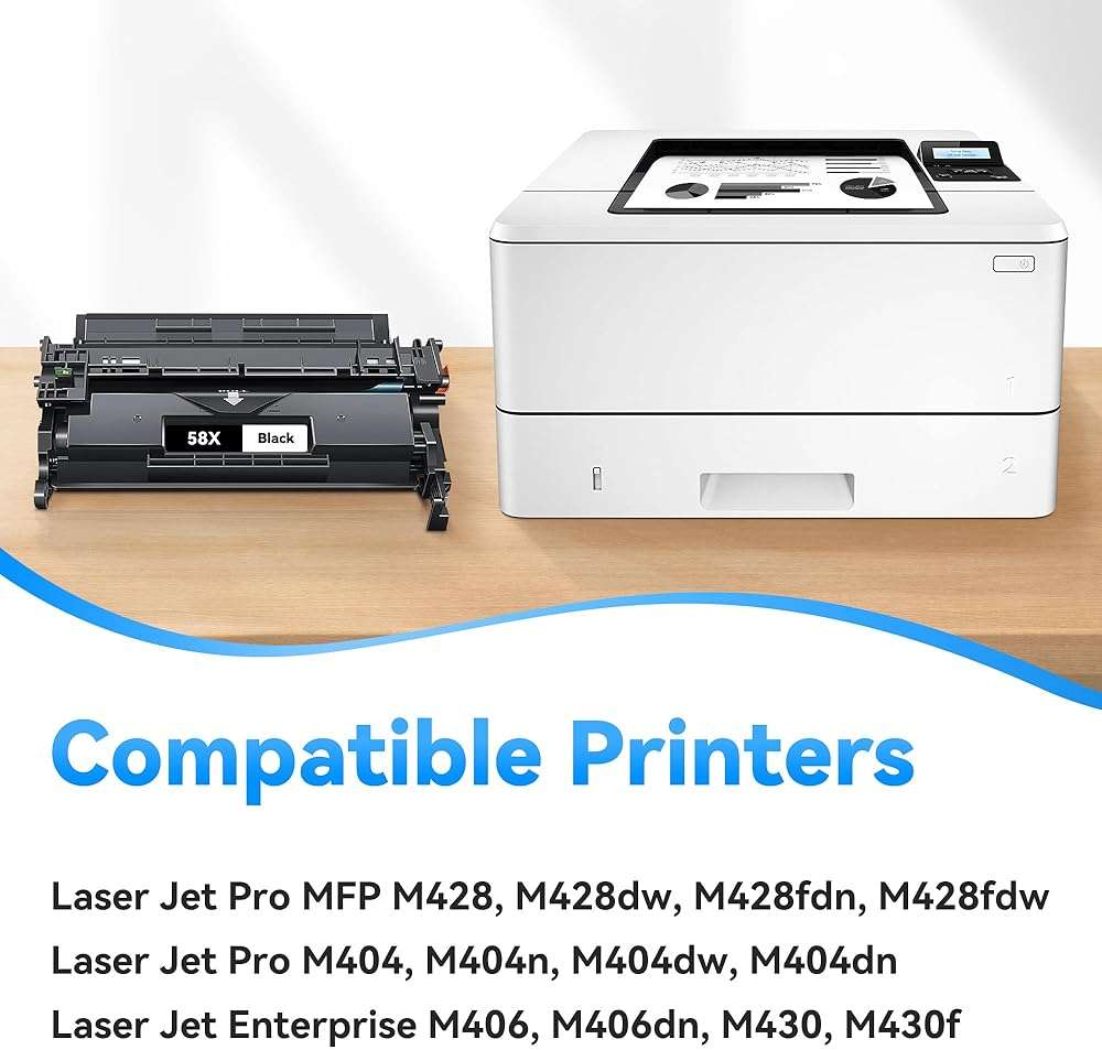 58X Toner Cartridge Black CF258X Toner Compatible with HP 58X 58A CF258X CF258A CF258 Ink Cartridge with Chip for Laserjet MFP M428fdw M428dw M428fdn Pro M404n M404dn M404dw M404 Printer(2 Pack) - Image 2