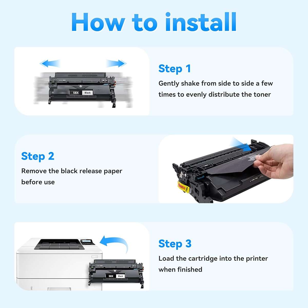 58X Toner Cartridge Black CF258X Toner Compatible with HP 58X 58A CF258X CF258A CF258 Ink Cartridge with Chip for Laserjet MFP M428fdw M428dw M428fdn Pro M404n M404dn M404dw M404 Printer(2 Pack) - Image 6