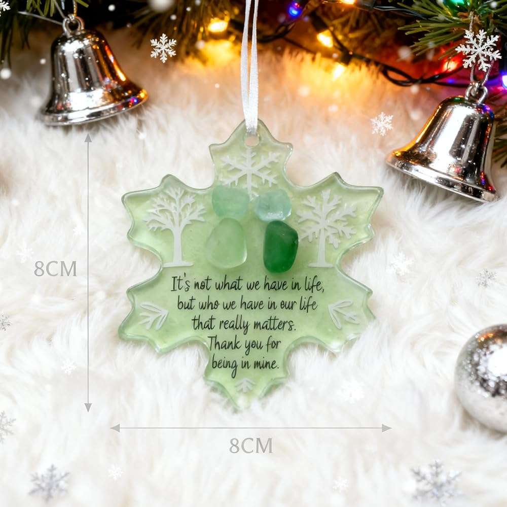 Sea Glass Friendship Snowflake Ornament Snow Shaped Christmas Tree Decorations, Timeless Friendship Heart Keepsake, Sea Glass Art for Best Friends (Snowflake) - Image 2
