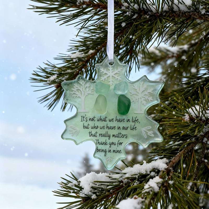 Sea Glass Friendship Snowflake Ornament Snow Shaped Christmas Tree Decorations, Timeless Friendship Heart Keepsake, Sea Glass Art for Best Friends (Snowflake) - Image 5