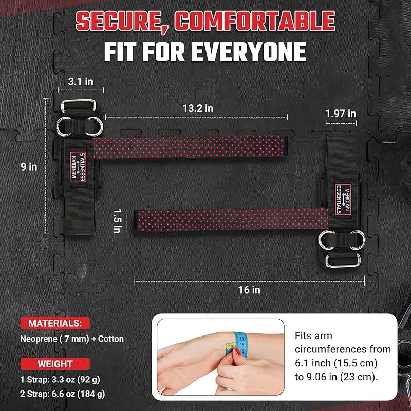 Meridian Essentials Weightlifting Straps with D-Ring – Heavy-Duty Lifting Straps with Cable Attachment, Neoprene Wrist Padding & Non-Slip Grip for Deadlifts, Rows, Cable Workouts & Pull Exercises - Black - Image 6