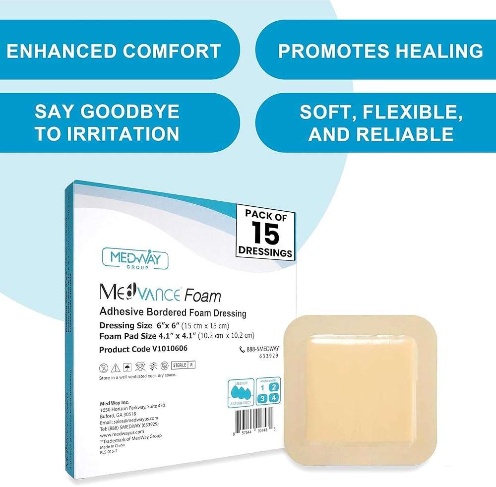 Medvance Hydrophilic Adhesive Wound Care Dressings - Waterproof Pressure Sore Care - Easy Apply Dressing for Wound Care - Wound Dressings for Burns (6"x6" Bandage, 4.1" x4.1' Wound Pad) (Box of 15) - Image 2