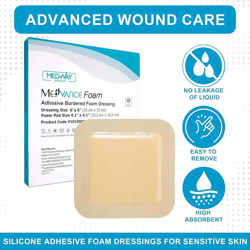 Medvance Hydrophilic Adhesive Wound Care Dressings - Waterproof Pressure Sore Care - Easy Apply Dressing for Wound Care - Wound Dressings for Burns (6"x6" Bandage, 4.1" x4.1' Wound Pad) (Box of 15) - Image 4