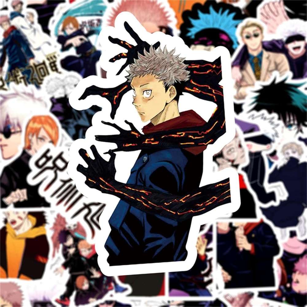 50Pcs Manga Jujutsu Kaisen Stickers Mixed Pack Hot Cartoon Anime Stickers Decorative Sticker for Kids Teens Adults Waterproof Sticker for Water Bottle Laptop (Zs) - Image 2