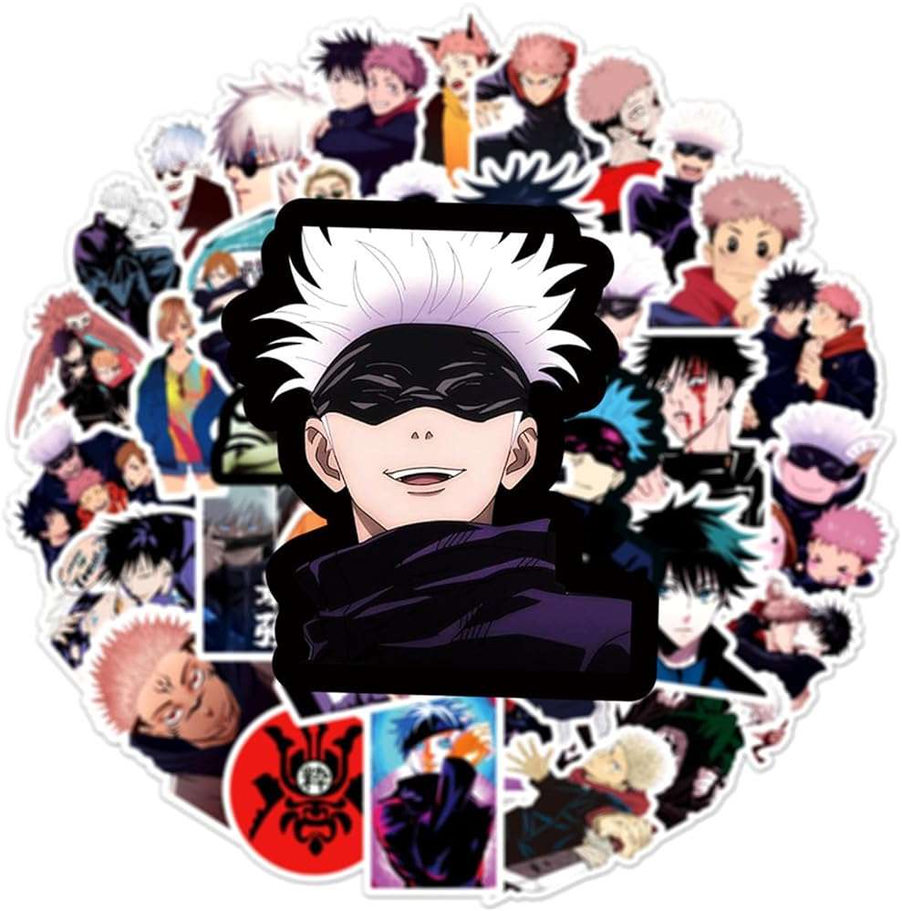 50Pcs Manga Jujutsu Kaisen Stickers Mixed Pack Hot Cartoon Anime Stickers Decorative Sticker for Kids Teens Adults Waterproof Sticker for Water Bottle Laptop (Zs) - Image 3