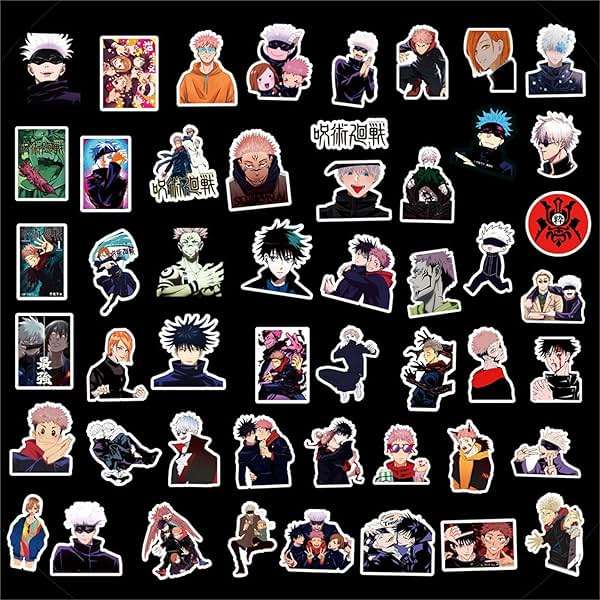 50Pcs Manga Jujutsu Kaisen Stickers Mixed Pack Hot Cartoon Anime Stickers Decorative Sticker for Kids Teens Adults Waterproof Sticker for Water Bottle Laptop (Zs) - Image 7