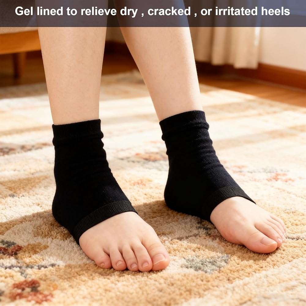 3 Pairs Moisturizing Heel Socks Dry Cracked Feet, Toeless Gel Socks, Heel Sock for Spa, Foot Care, Overnight Repair Treatment for Women & Men(Black, Grey, Navy Blue) - Image 8