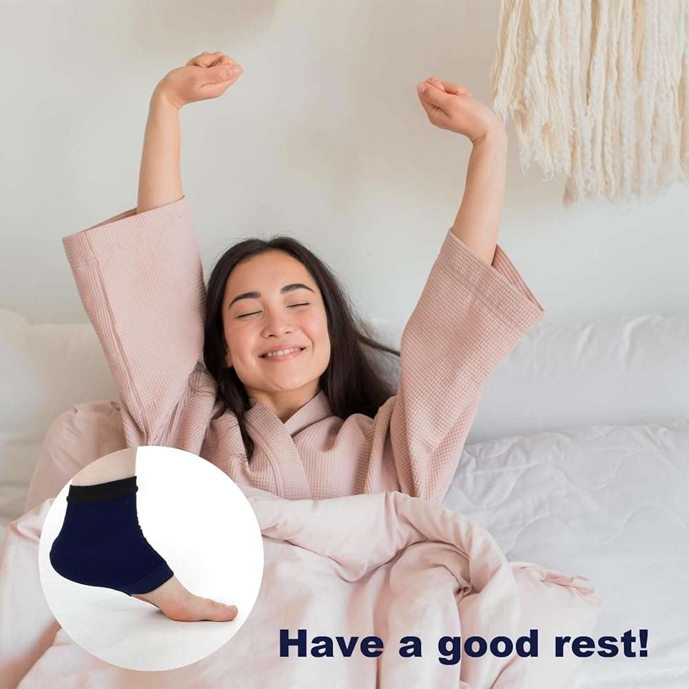 3 Pairs Moisturizing Heel Socks Dry Cracked Feet, Toeless Gel Socks, Heel Sock for Spa, Foot Care, Overnight Repair Treatment for Women & Men(Black, Grey, Navy Blue) - Image 9