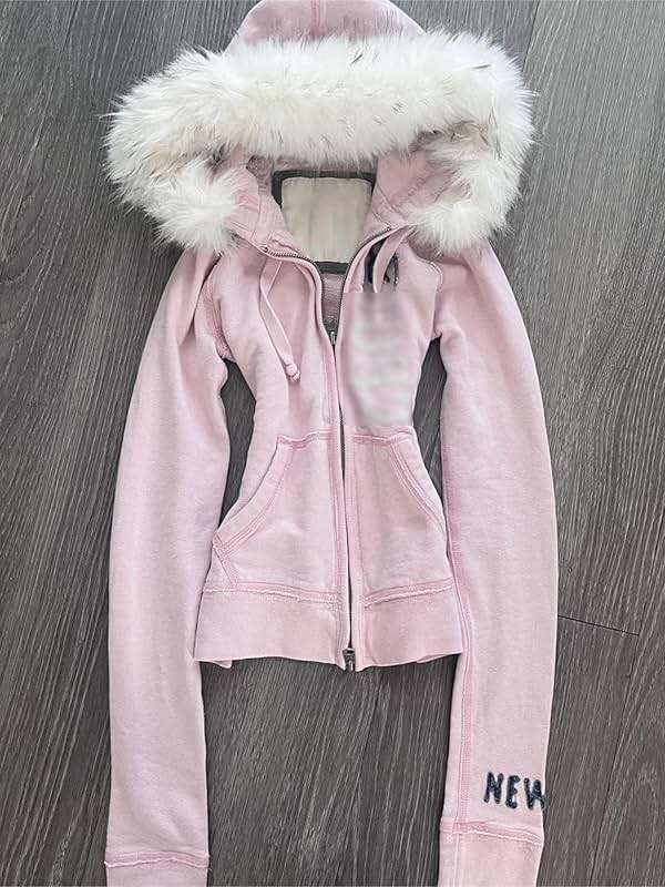 RICHTRUE Y2k Fur Zip Up Hoodie Women Teen Girls 2000s Preppy Clothes Grunge Vintage Sweatshirt Fall Winter Streetwear Jacket(Medium) - Image 2