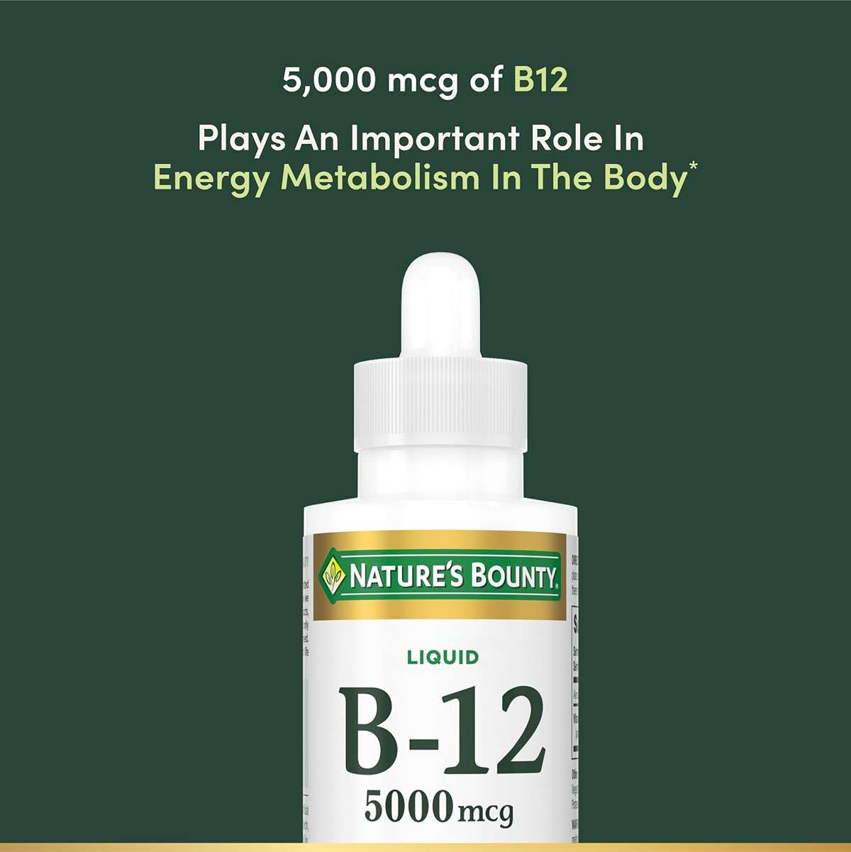 Nature's Bounty Vitamin B12 5000 mcg Sublingual Liquid,Cardiovascular Health & Cellular Energy Support,2 Fl Oz,(Pack of 3) - Image 3