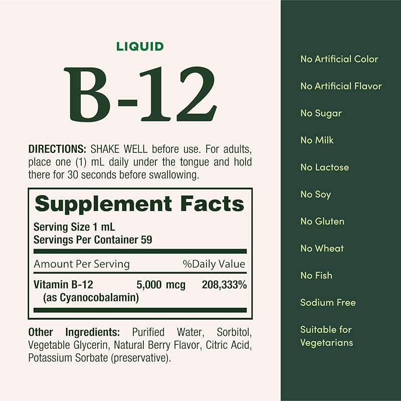 Nature's Bounty Vitamin B12 5000 mcg Sublingual Liquid,Cardiovascular Health & Cellular Energy Support,2 Fl Oz,(Pack of 3) - Image 5